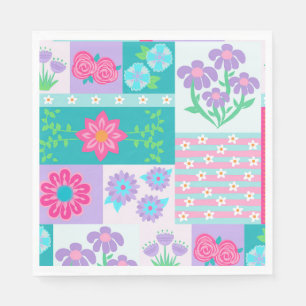Serviette En Papier Conception de fleurs vibrantes en fleurs