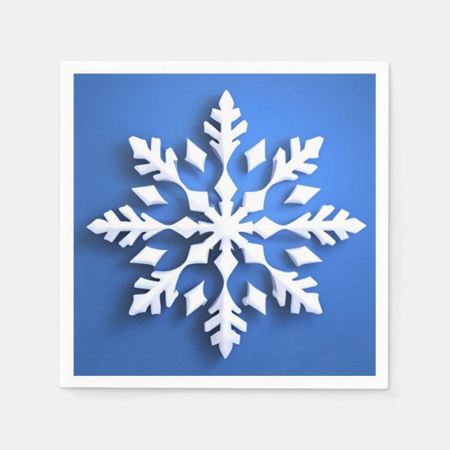Serviette En Papier Conception de flocon de neige blanc détaillé (Devant)