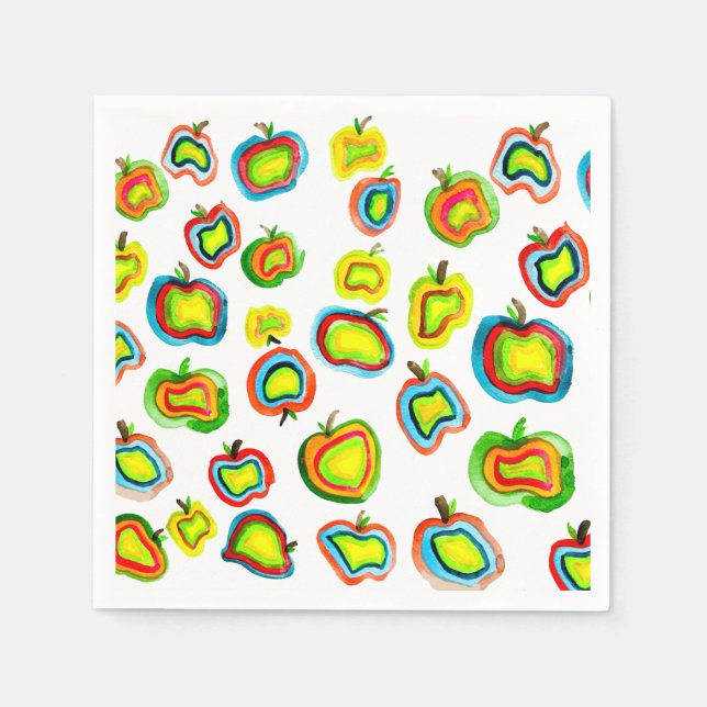 Serviette En Papier Conception de fruit d'aquarelle pomme funky (Devant)