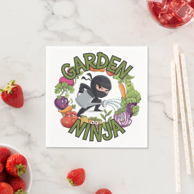 Serviette En Papier Conception de Garden Ninja - Graphisme de jardinag (En situation)