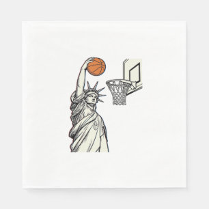 Serviette En Papier Conception de gravure vintage de dunk de basketbal