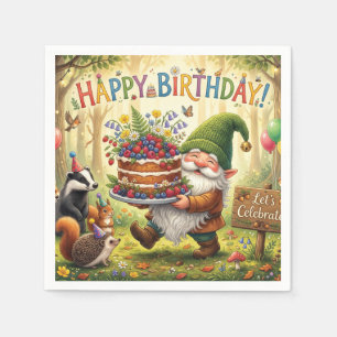 Serviette En Papier Conception de jardin de gnome de forêt fantaisiste