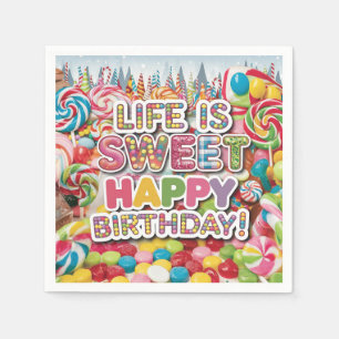 Serviette En Papier Conception de joyeux anniversaire Candyland douce