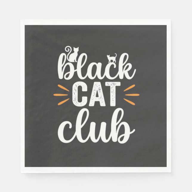 Serviette En Papier Conception de la fête d'Halloween du Black Cat Clu (Devant)