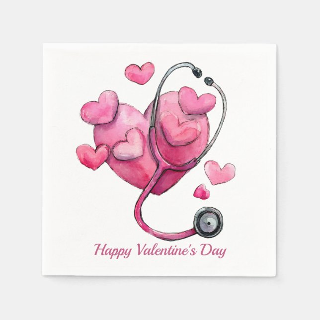 Serviette En Papier Conception de la Saint-Valentin pour guérir les cœ (Devant)