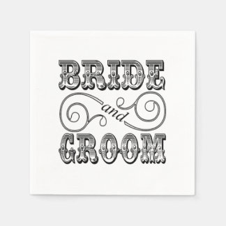 Serviette En Papier Conception de mariée et de chambre en noir et blan