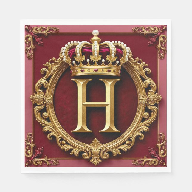 Serviette En Papier ✨ Conception de monogramme H pour tables d'événeme (Devant)