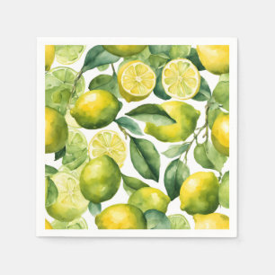 Serviette En Papier Conception de motif aquarelle citrons