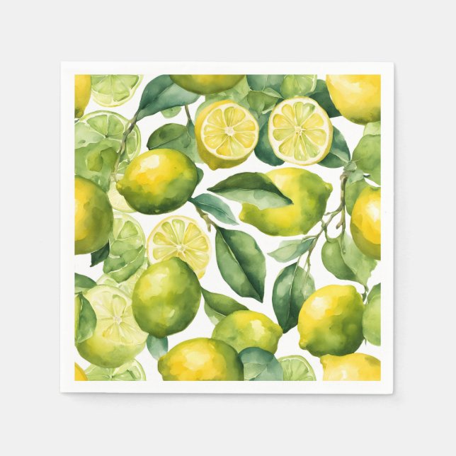 Serviette En Papier Conception de motif aquarelle citrons (Devant)