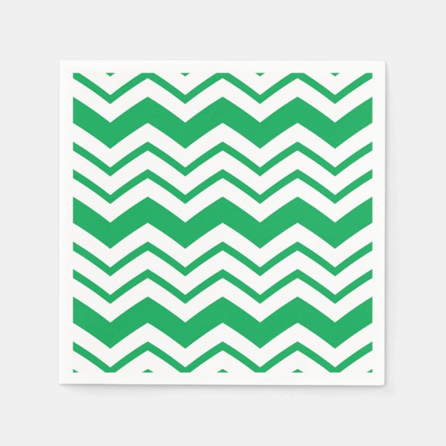 Serviette En Papier Conception de motif en chevron zigzag blanc vert  (Devant)