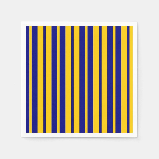 Serviette En Papier Conception de motif rayé élégant bleu jaune  (Devant)