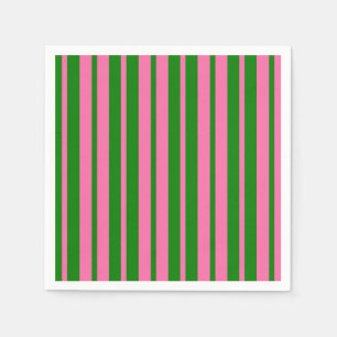 Serviette En Papier Conception de motif rayé stylé rose vert 