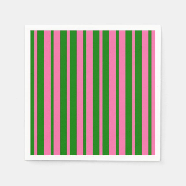 Serviette En Papier Conception de motif rayé stylé rose vert  (Devant)