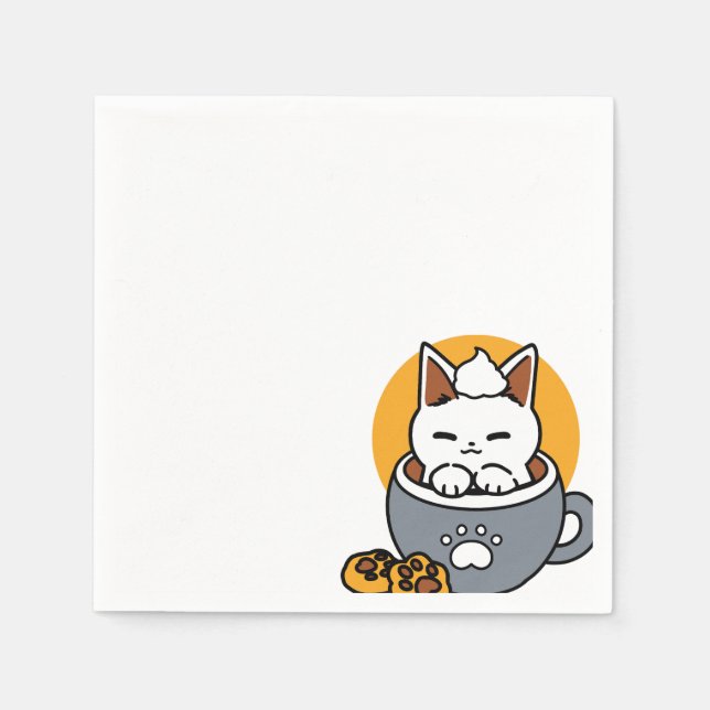 Serviette En Papier Conception de Mug de vacances avec Cosy Cat et Paw (Devant)