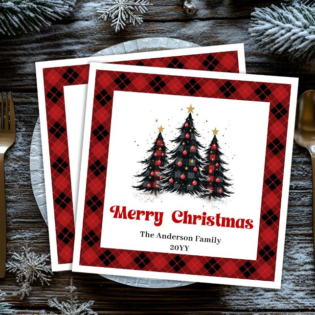 Serviette En Papier Conception de nappe d'arbre de Buffalo rustique po (Rustic Buffalo Tree Napkin Holiday Party Design)