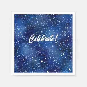 Serviette En Papier Conception de neige hivernale bleu vif
