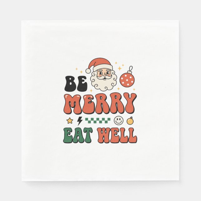 Serviette En Papier Conception de Noël Merry Manger Bien Santa (Devant)
