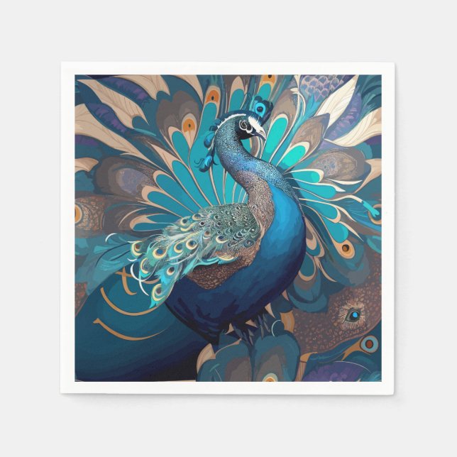 Serviette En Papier conception de paon (Devant)