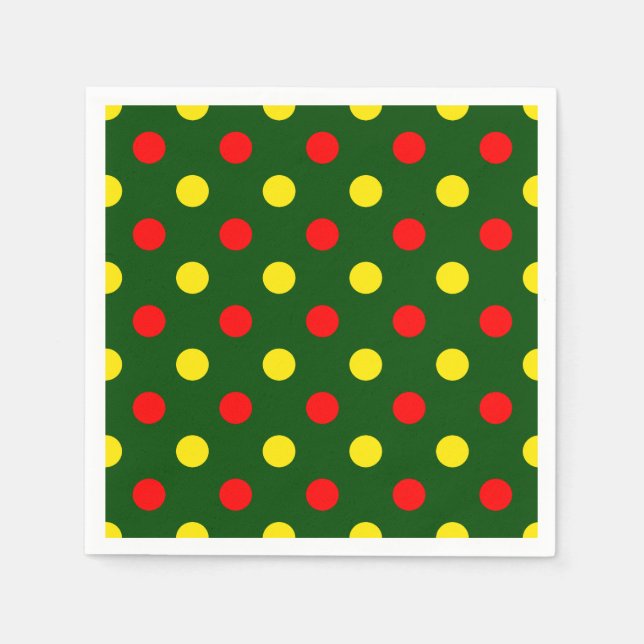 Serviette En Papier Conception de pois verts rouges jaunes  (Devant)