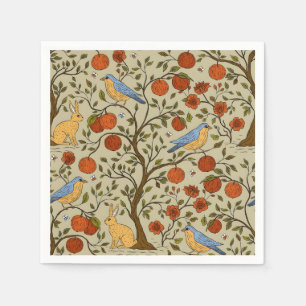 Serviette En Papier Conception de pommiers bruns avec des pommes orang