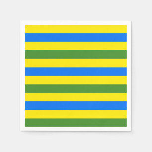 Serviette En Papier Conception de rayures bleues vertes et jaunes