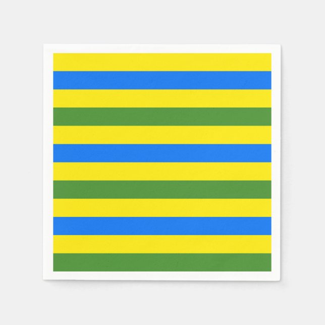 Serviette En Papier Conception de rayures bleues vertes et jaunes (Devant)