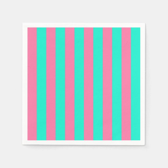 Serviette En Papier Conception de rayures vert menthe rose  (Devant)