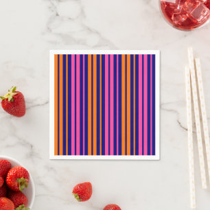 Serviette En Papier Conception de rayures verticales orange bleu rose