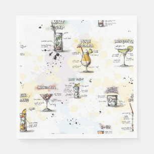 Serviette En Papier Conception de recette de boissons de cocktail