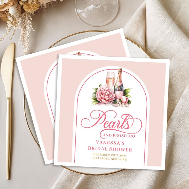 Serviette En Papier Conception de serviette de douche aux perles dorée (Stylish Blush Gold Pearls Shower Napkin Design)