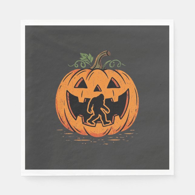 Serviette En Papier Conception de silhouette de citrouille Halloween B (Devant)
