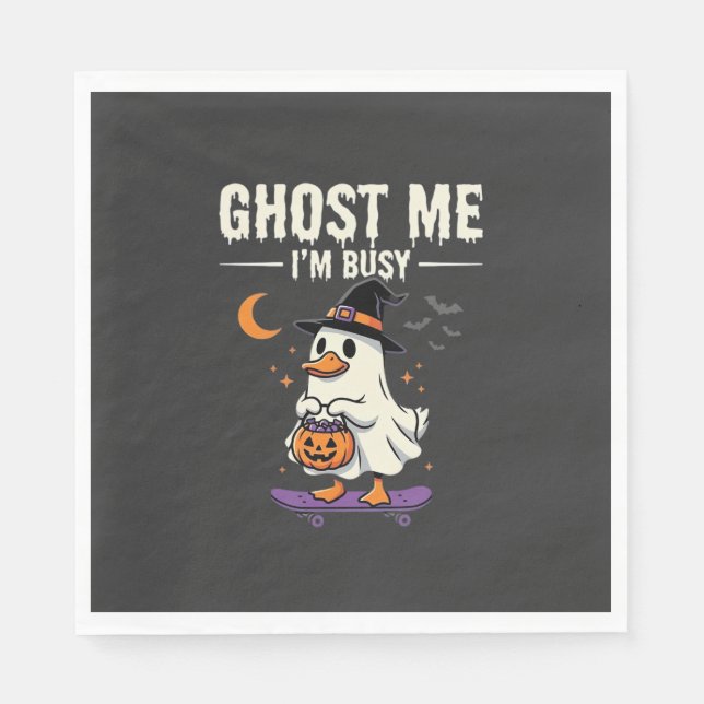 Serviette En Papier Conception de skateboard Canard Fantôme Halloween_ (Devant)