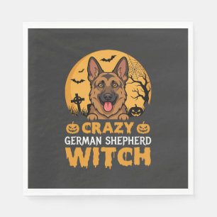Serviette En Papier Conception de sorcière berger allemand fou Hallowe