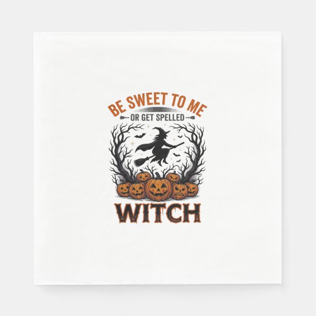 Serviette En Papier Conception de sorcière d'Halloween Sois doux ou so (Devant)