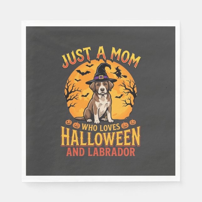 Serviette En Papier Conception de sorcière maman Labrador Halloween_1 (Devant)