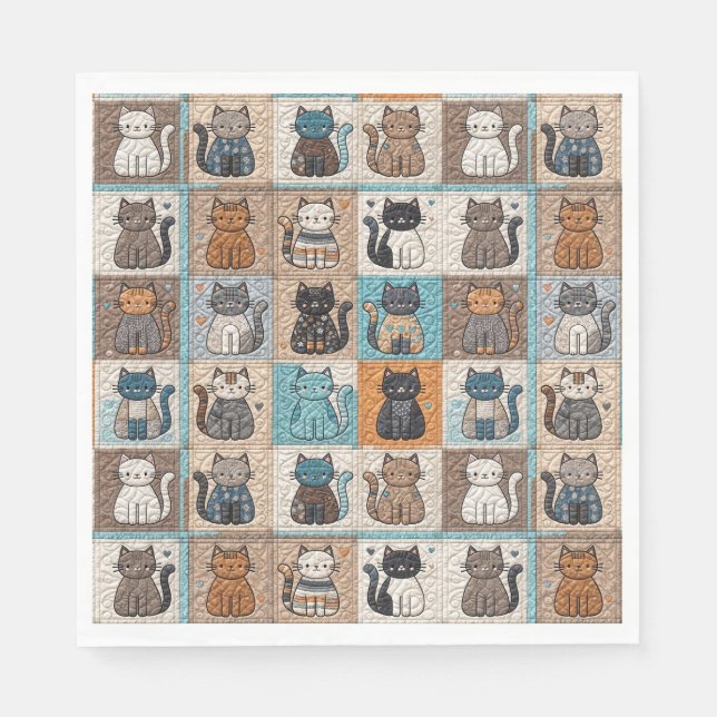 Serviette En Papier Conception de surface composée de chats (Devant)