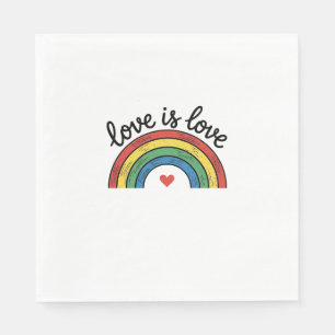 Serviette En Papier Conception de t-shirt cœur arc-en-ciel vintage Lov