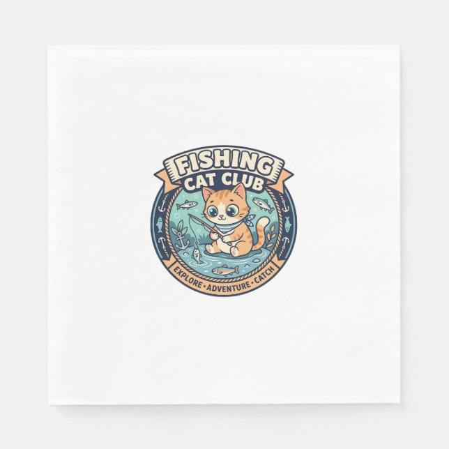 Serviette En Papier Conception de T-shirt de chat de pêche - Chat de p (Devant)