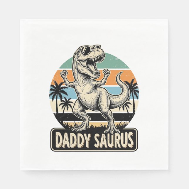 Serviette En Papier Conception de t-shirt de dinosaure rétro Daddy Sau (Devant)