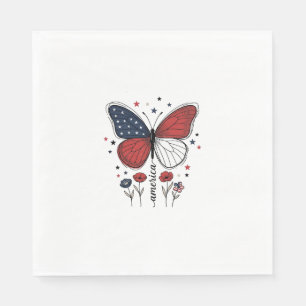 Serviette En Papier Conception de T-shirt vintage papillon patriotique