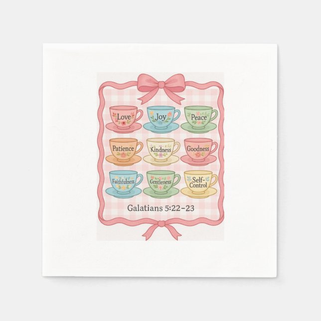 Serviette En Papier Conception de tasse de thé rose (Devant)