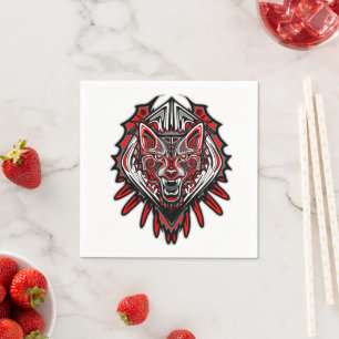 Serviette En Papier Conception de totem tribal Haida Loup