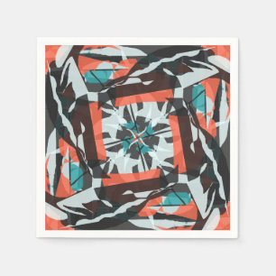 Serviette En Papier Conception de tuiles tournantes en orange, noir et