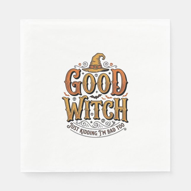 Serviette En Papier Conception de typographie Halloween sorcière genti (Devant)