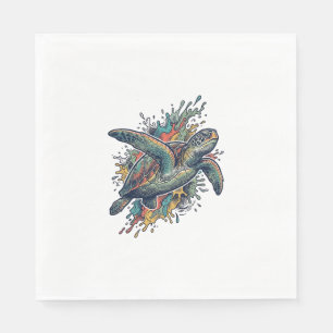 Serviette En Papier Conception de vecteur d'éclaboussure de tortue de