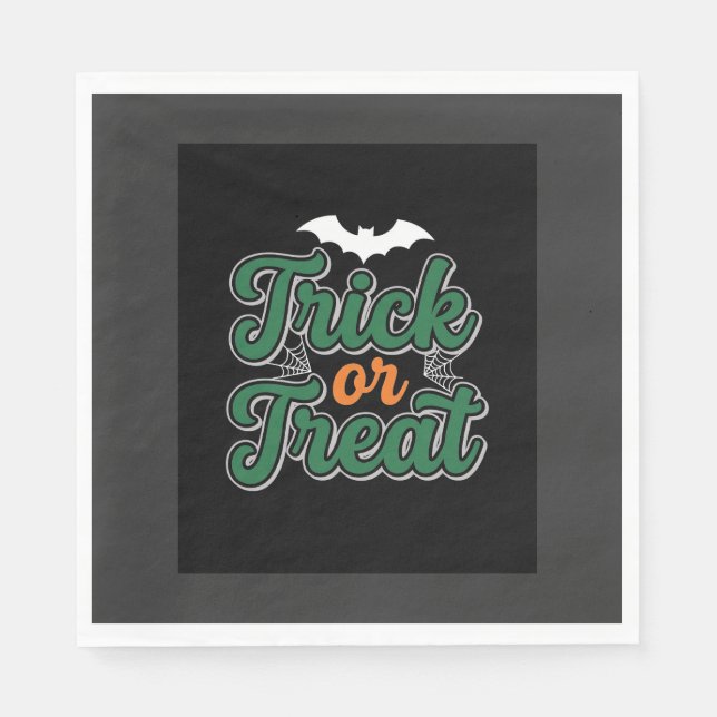 Serviette En Papier Conception de Web de chauve-souris de Trick or Tre (Devant)