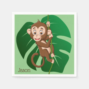 Serviette En Papier Conception des feuilles de singe Jungle
