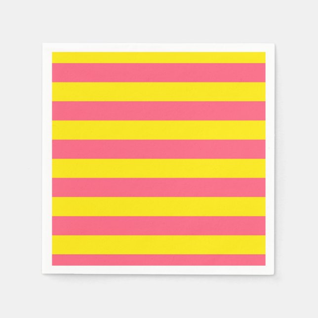 Serviette En Papier Conception des rayures rose et jaune (Devant)
