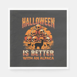 Serviette En Papier Conception d'horreur rétro de crâne d'alpaca Hallo