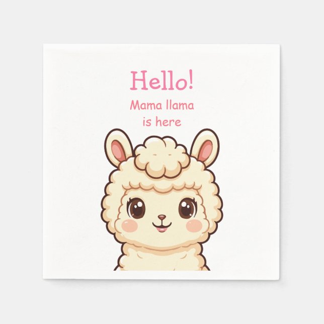 Serviette En Papier Conception d'illustration de lama mignon (Devant)